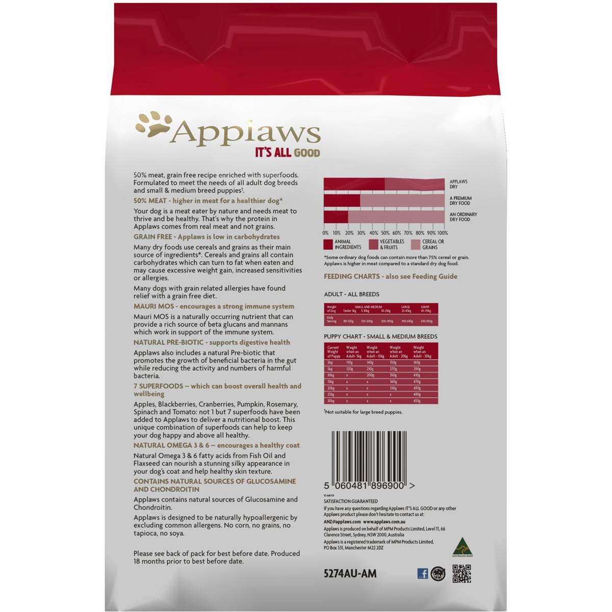 Applaws Dry Dog Food Beef 2.7kg Woolworths