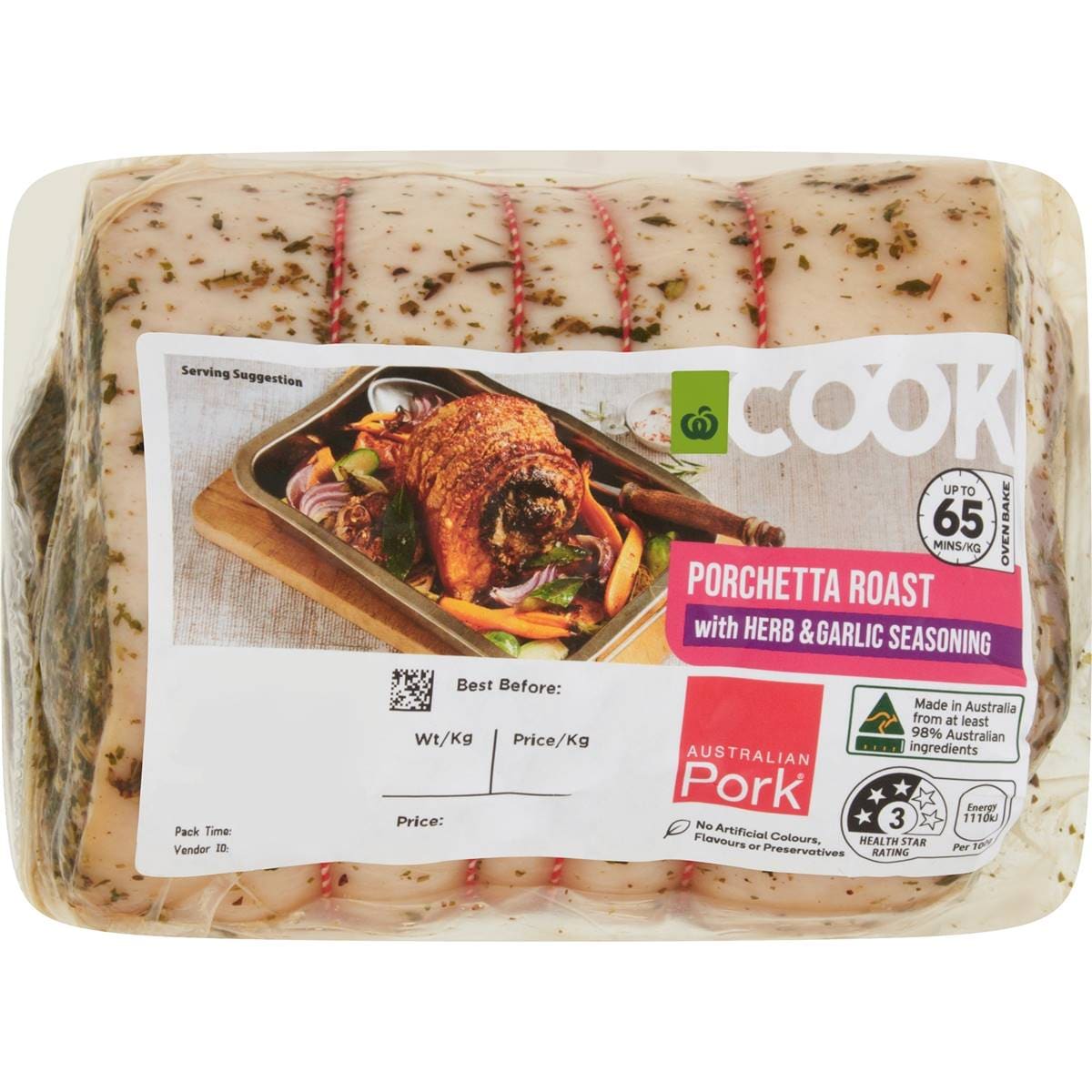 Woolworths Cook Porchetta Roast With Garlic & Herb Seasoning 1.2kg 1