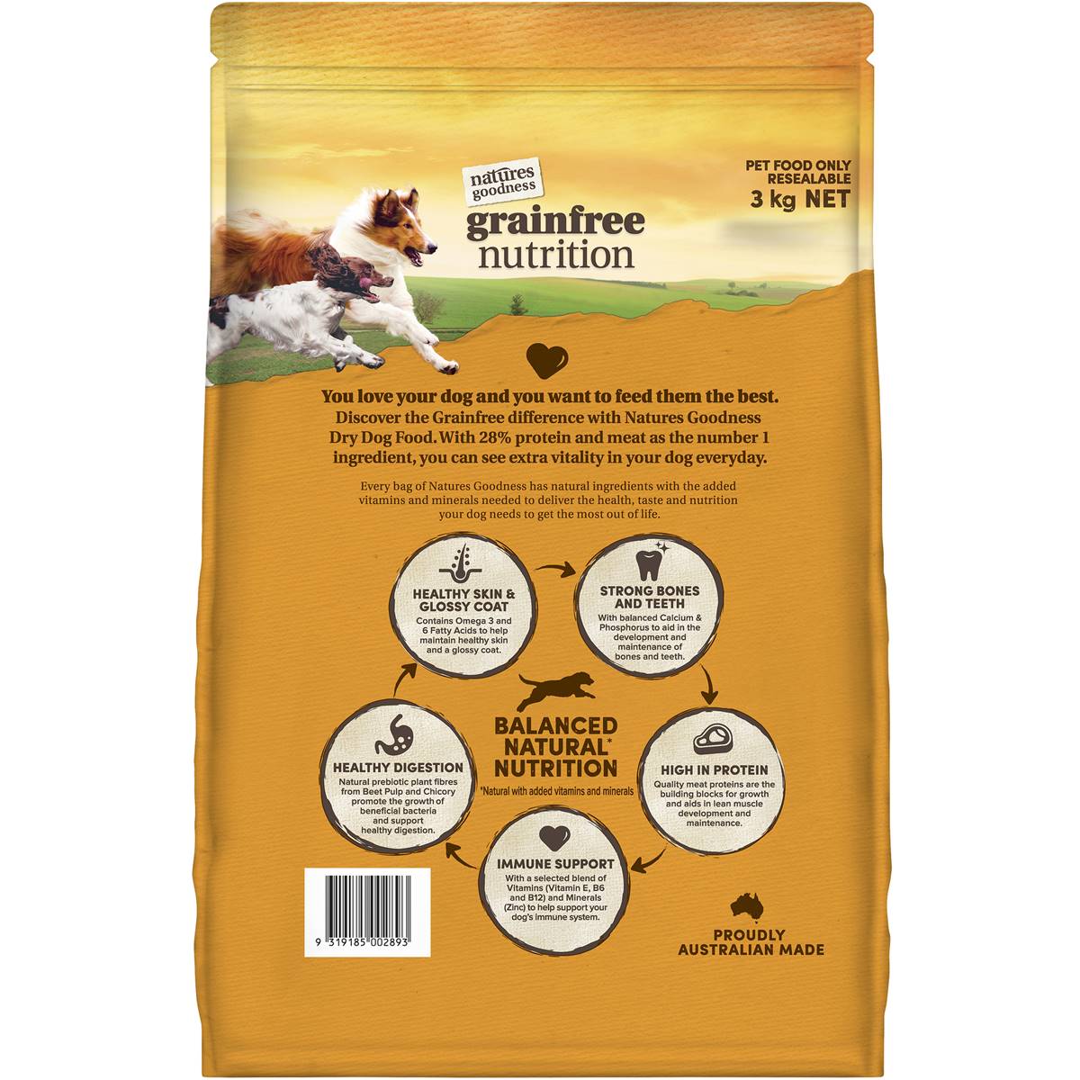 Natures Goodness Grain Free Adult Dry Dog Food Chicken, Lamb & Garden Veges 3kg Woolworths