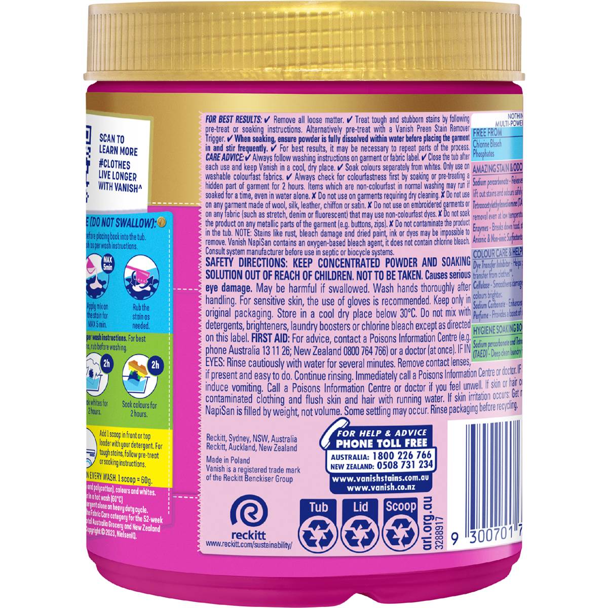 Vanish Napisan Gold Oxi Action Stain Remover Powder 500g Woolworths