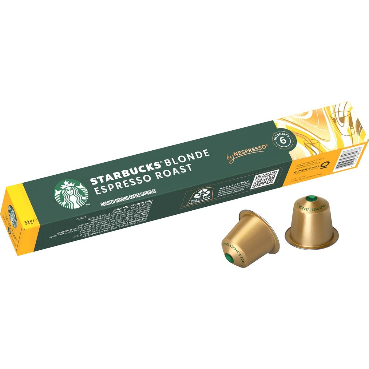 Starbucks By Nespresso Blonde Espresso Roast Coffee Pods Capsules 10