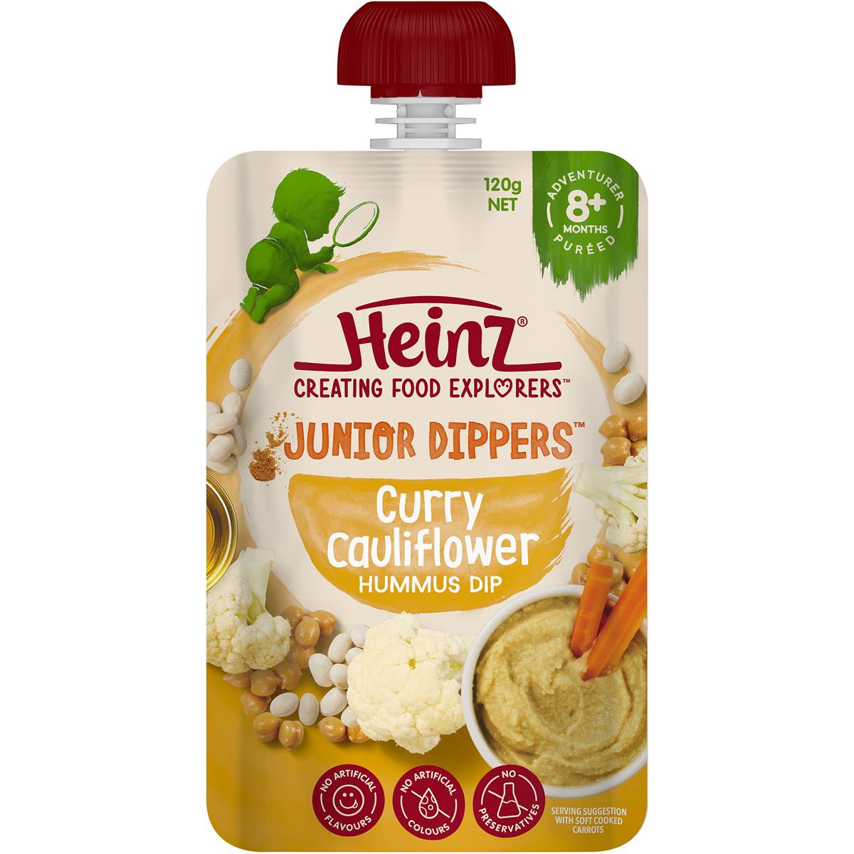 Heinz Curry Cauliflower Hummus Dip Baby Food Pouch 8+ Months 120g