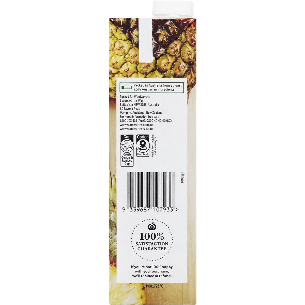 Woolworths No Added Sugar Pineapple Juice 1l Woolworths