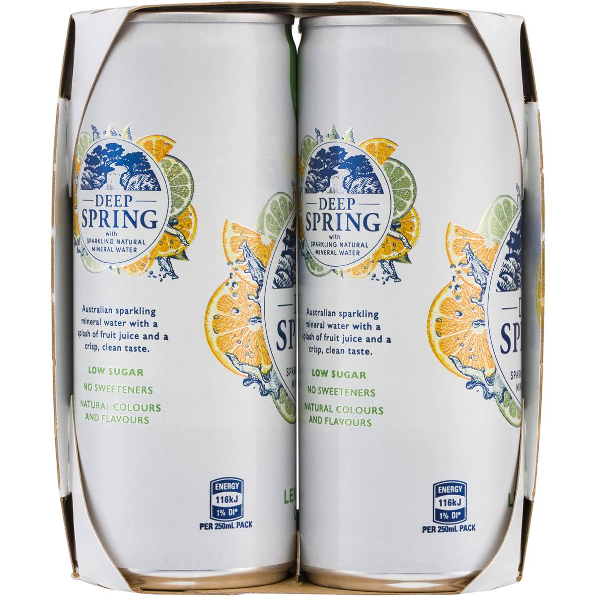 Deep Spring Sparkling Mineral Water Lemon Lime Citrus 250ml X4 Pack