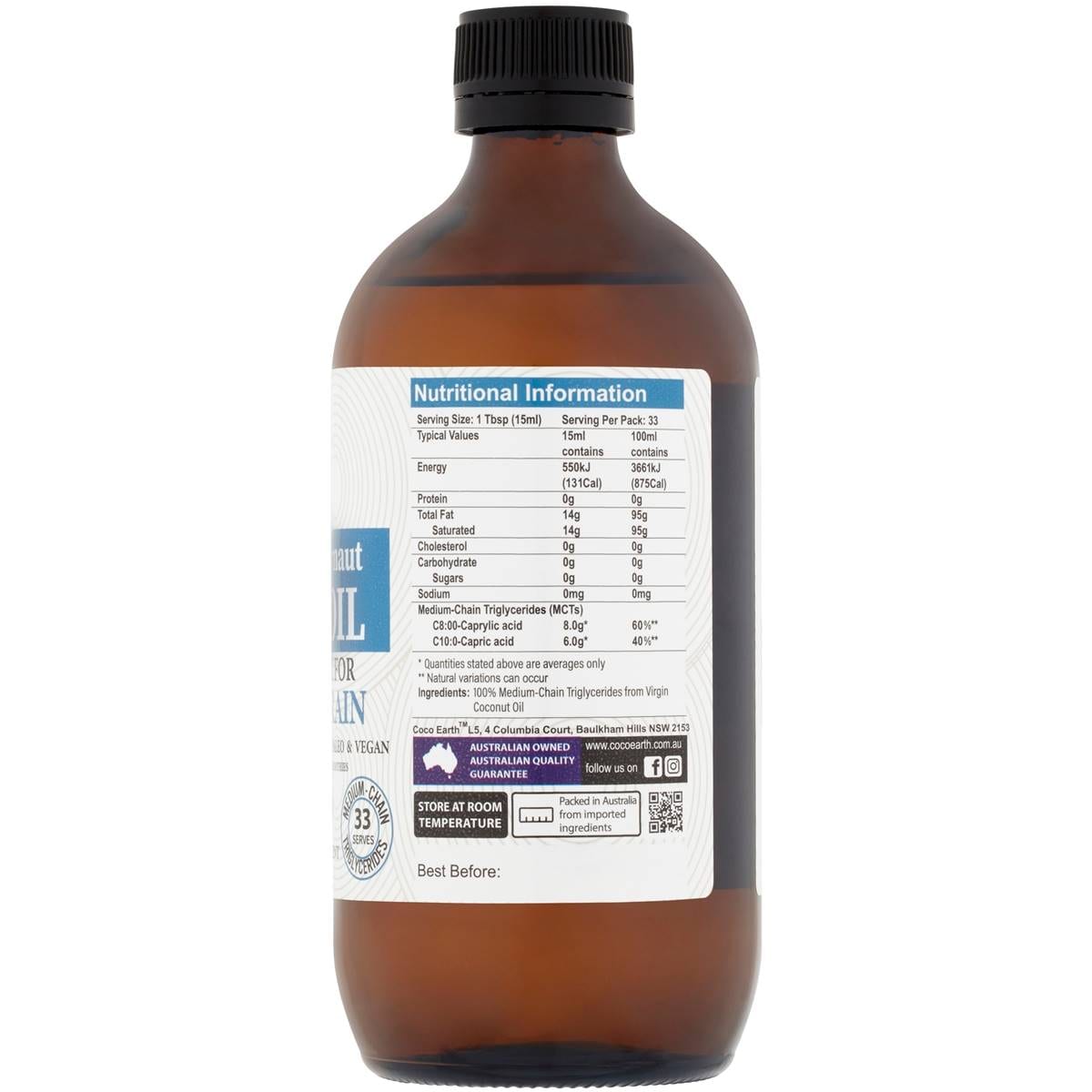 Coco Earth Juggernaut Mct Oil 500ml Woolworths