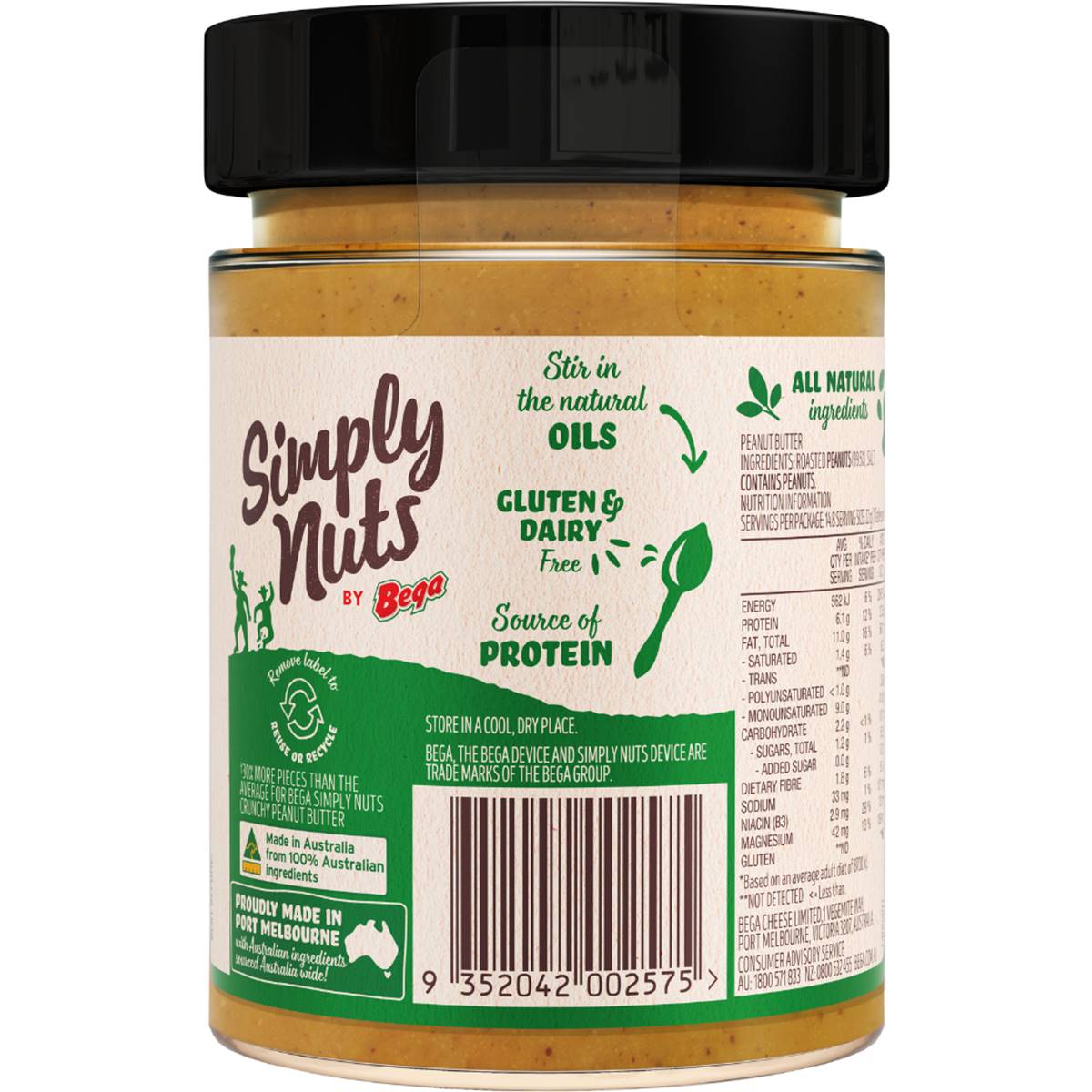 Bega Simply Nuts Crunchiest Peanut Butter 325g Woolworths