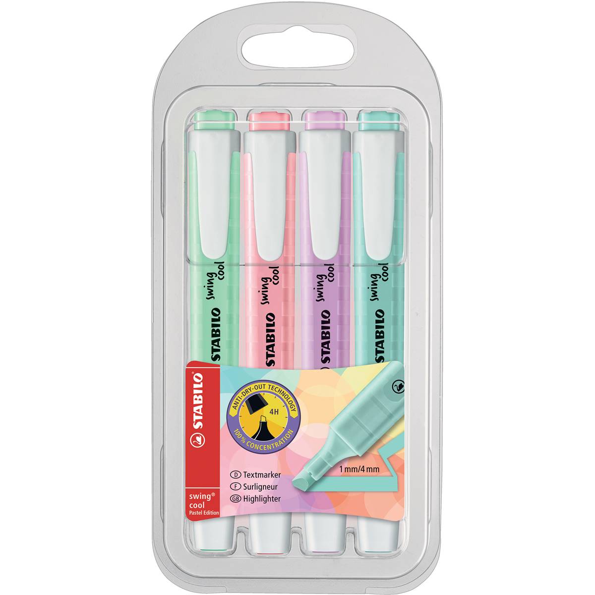 Stabilo Swing Cool Highlighters Pastel Assorted Light 4 Pack Woolworths