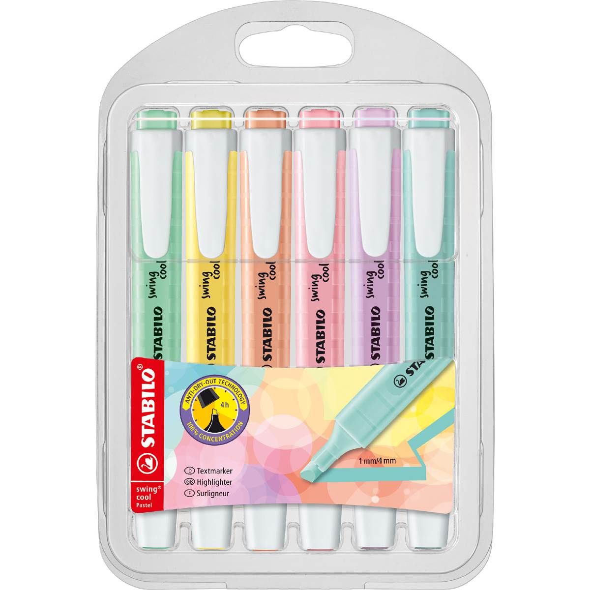 Stabilo Swing Cool Highlighters Pastel Assorted 6 Pack Woolworths