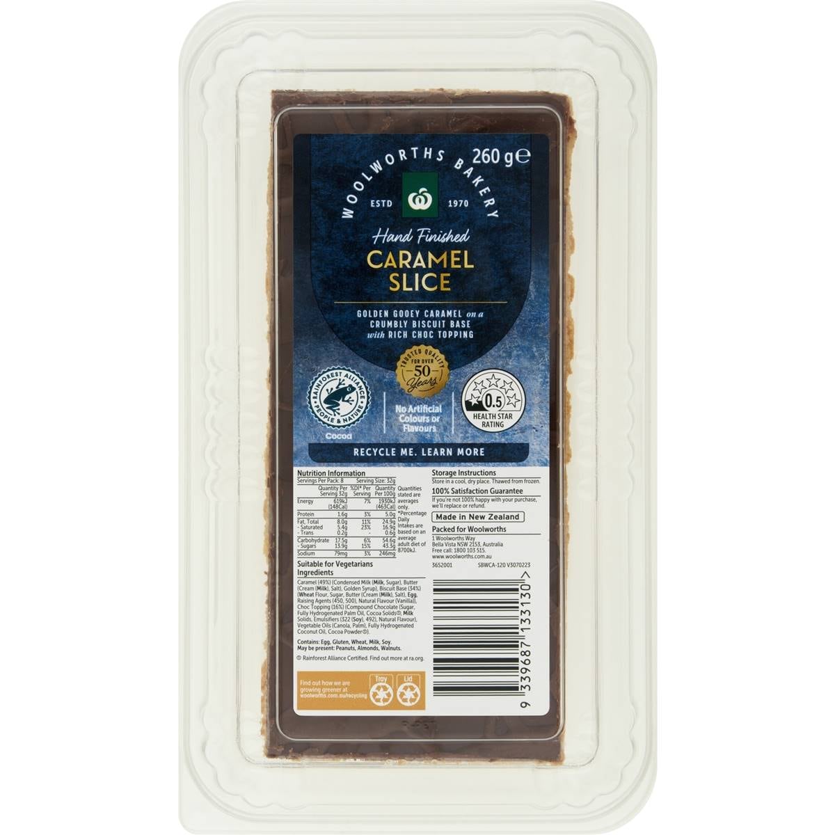 Woolworths Caramel Bar Slice 260g Woolworths