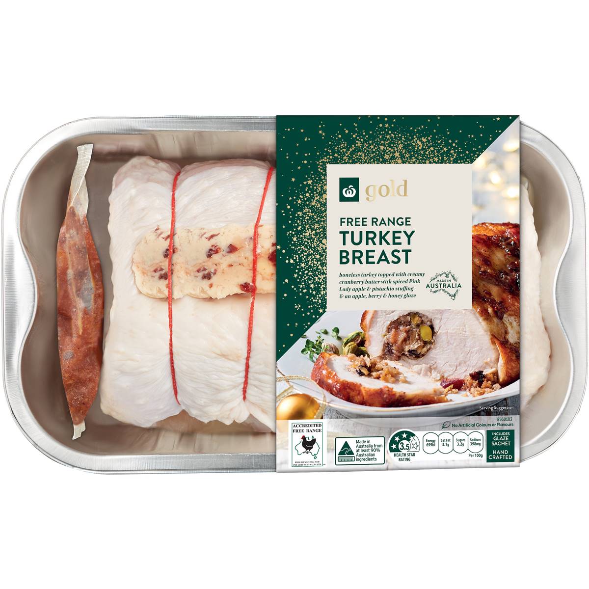 Woolworths Gold Free Range Turkey Breast Roast With Stuffing & Glaze 1