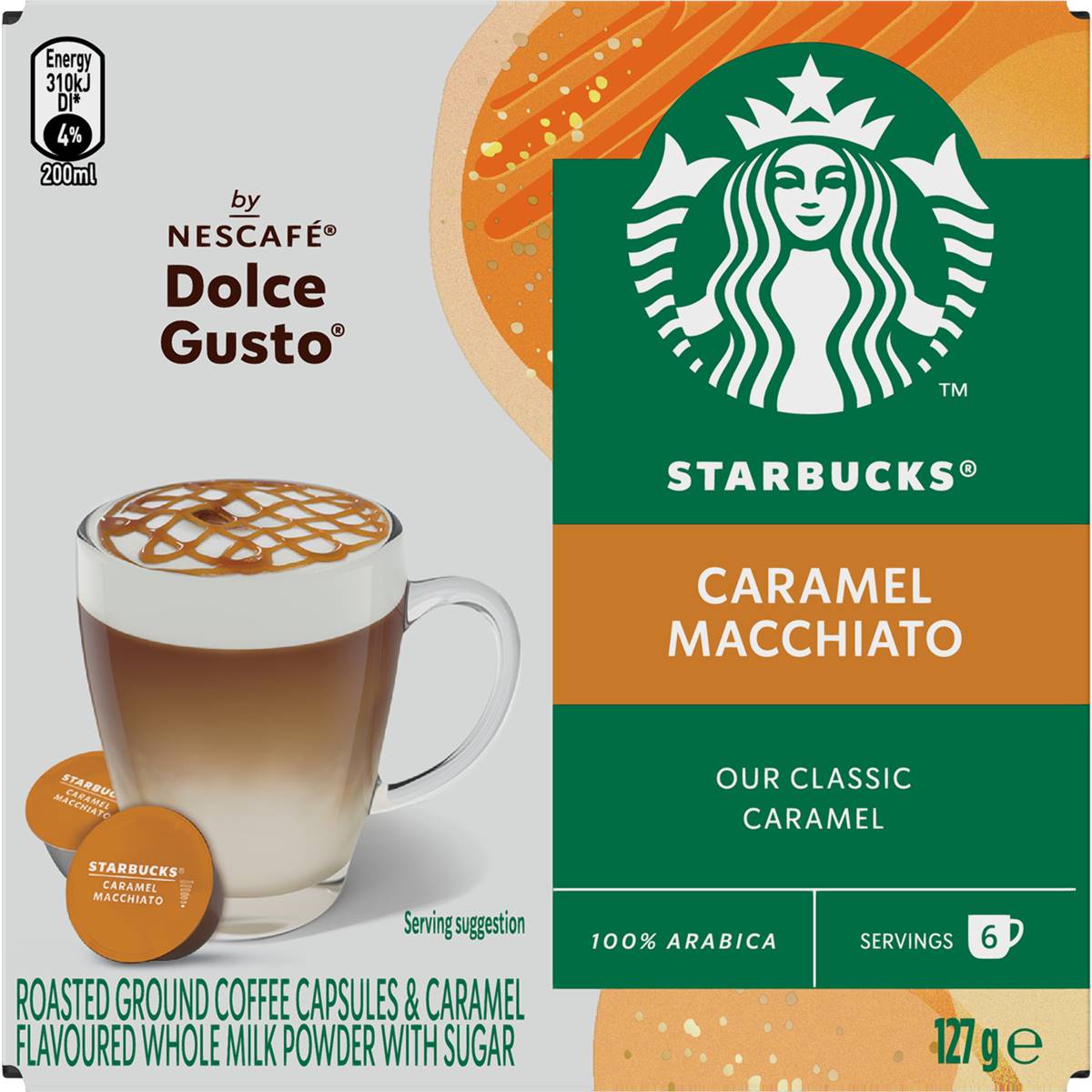 Starbucks By Nescafe Dolce Gusto Caramel Macchiato Coffee Pods Capsules 12 Pack Woolworths