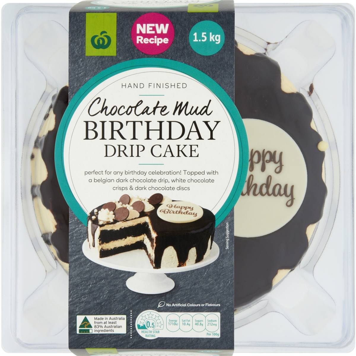 Woolworths Chocolate Birthday Drip Cake 1.5kg Woolworths