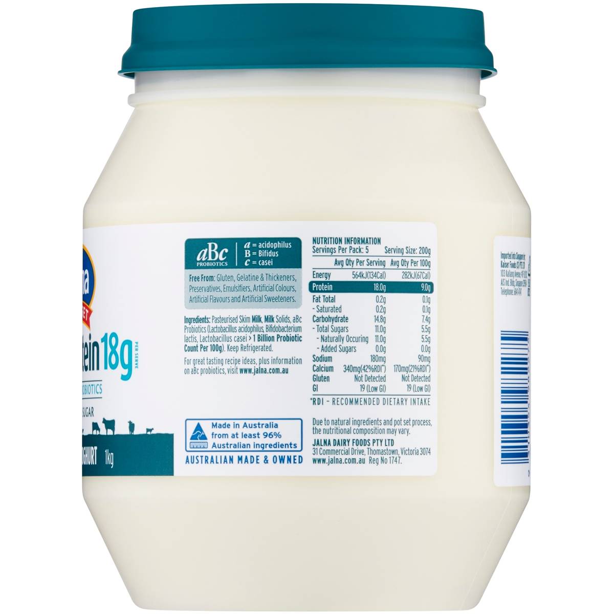 Jalna High Protein Yoghurt Natural 1kg Woolworths