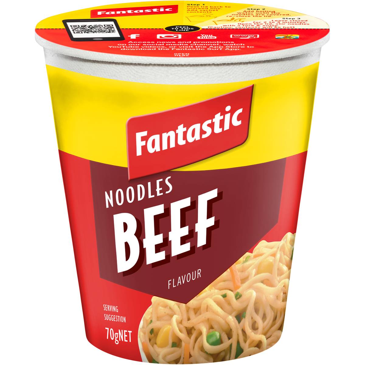 Fantastic Beef Noodle Cup 70g Woolworths