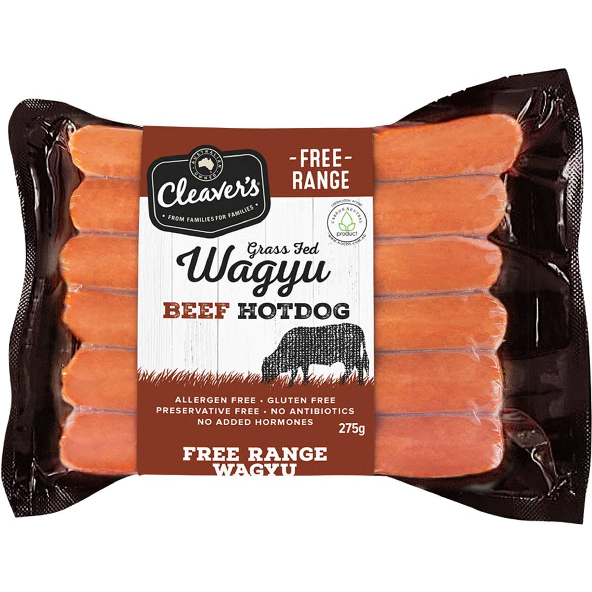 Cleaver's Free Range Wagyu Beef Hotdog 275g Woolworths