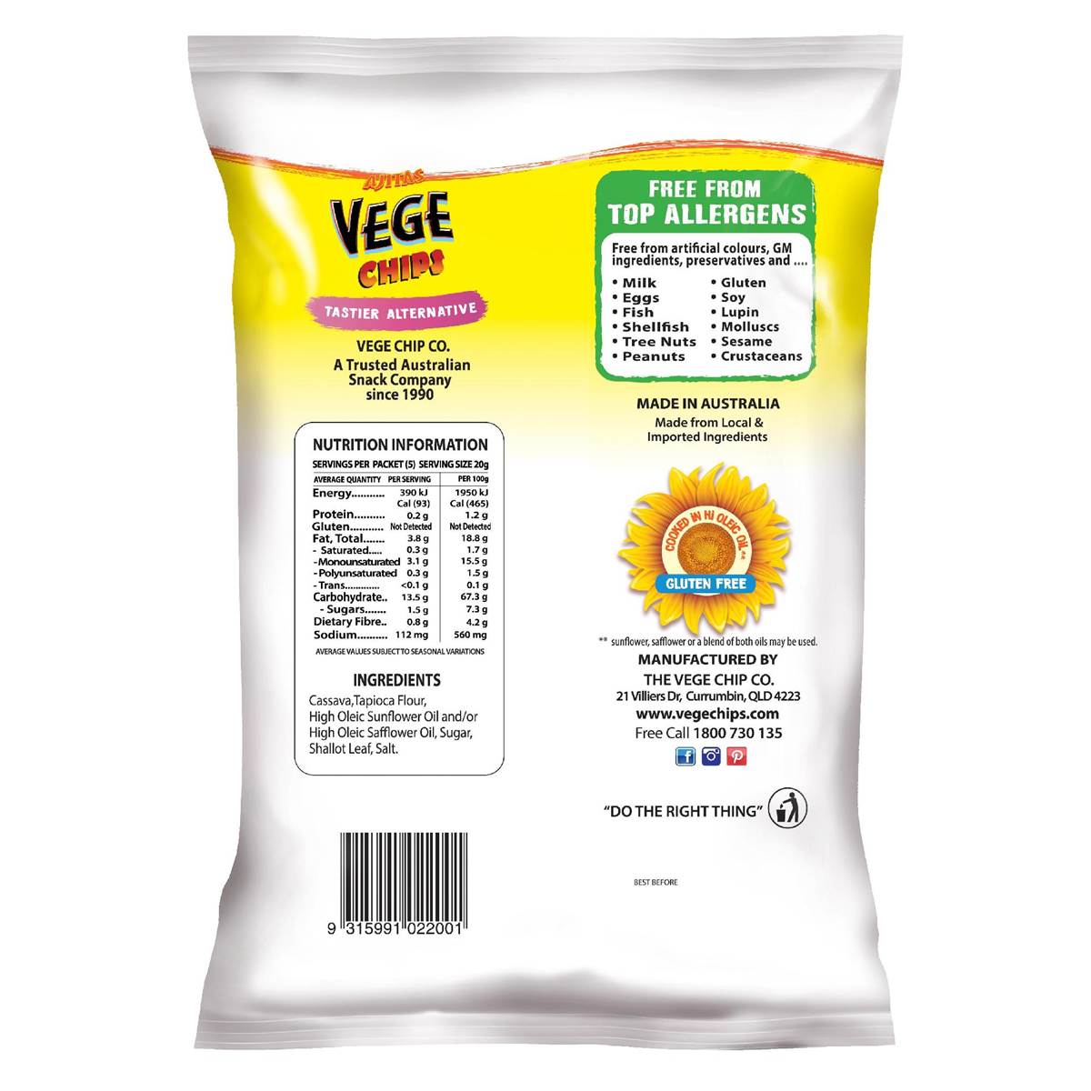 Vege Chips Natural 100g Woolworths