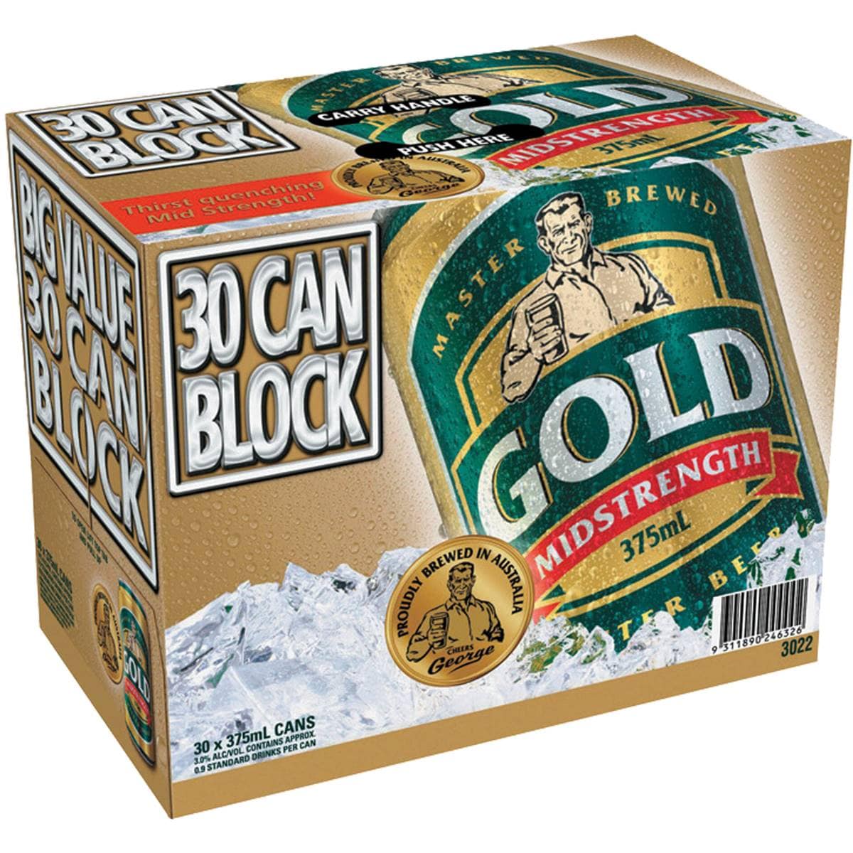 Woolworths Gold Mid Strength Lager Can 375ml Woolworths