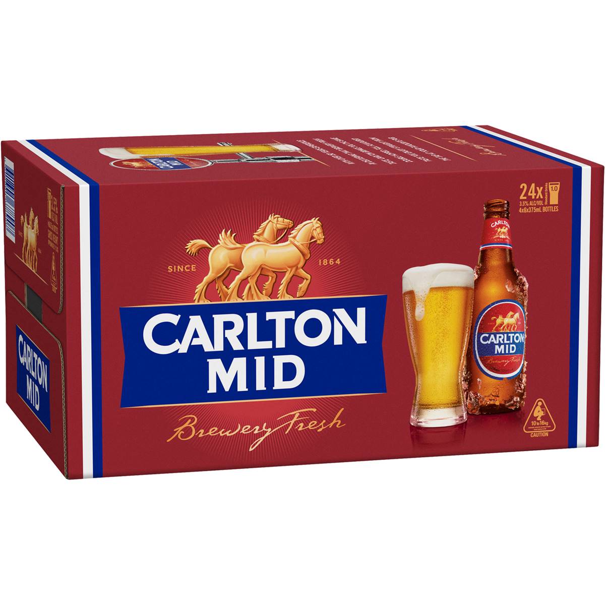 Carlton Mid Strength Lager Bottles 375ml X 24 Case Woolworths