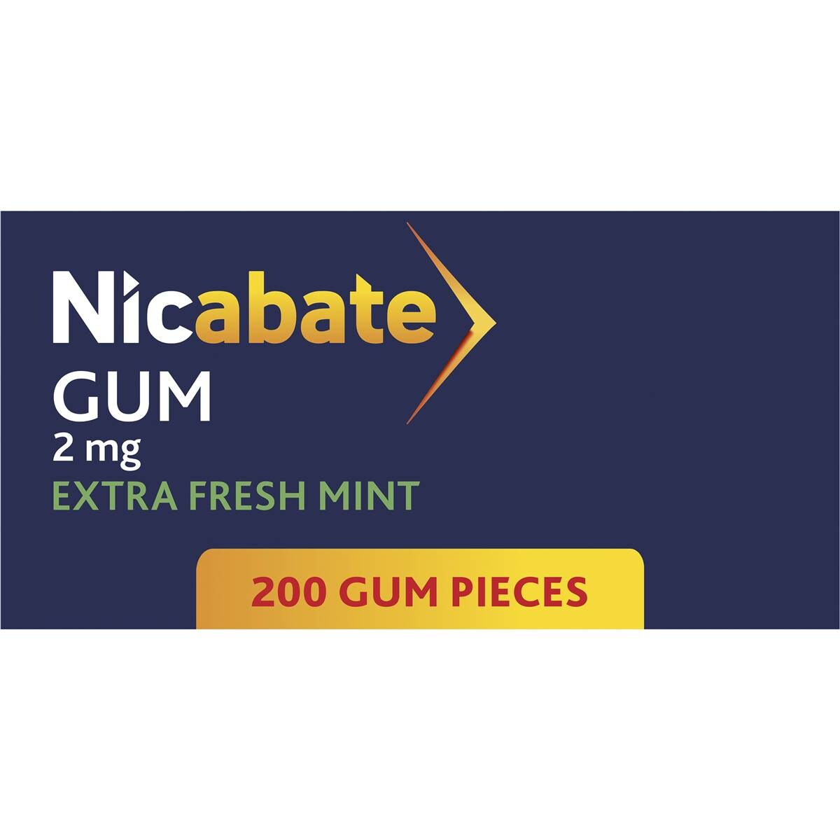 Nicabate Quit Smoking Chewing Gum Regular Strength 2mg Nicotine 200