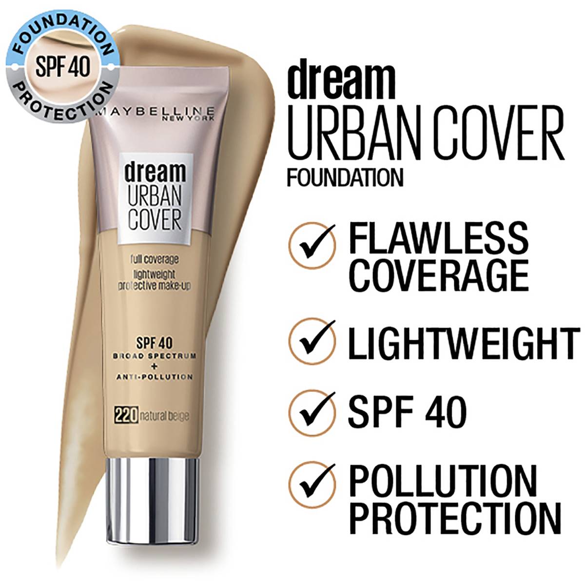 Maybelline Dream Urban Cover Liquid Foundation Soft Tan 30ml Woolworths