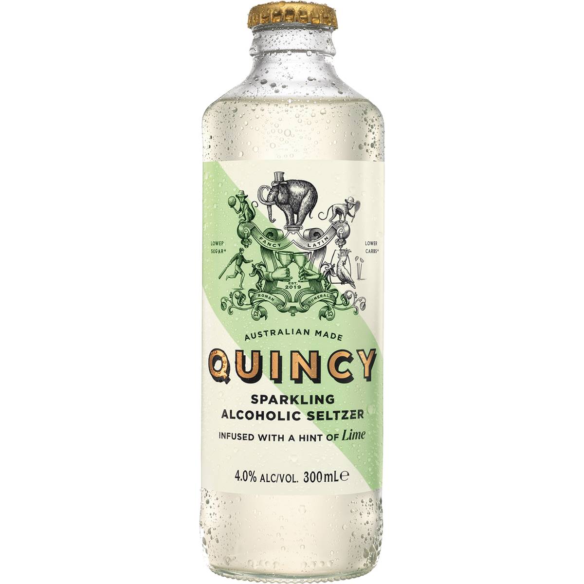 Quincy Sparkling Alcoholic Seltzer Lime Bottle