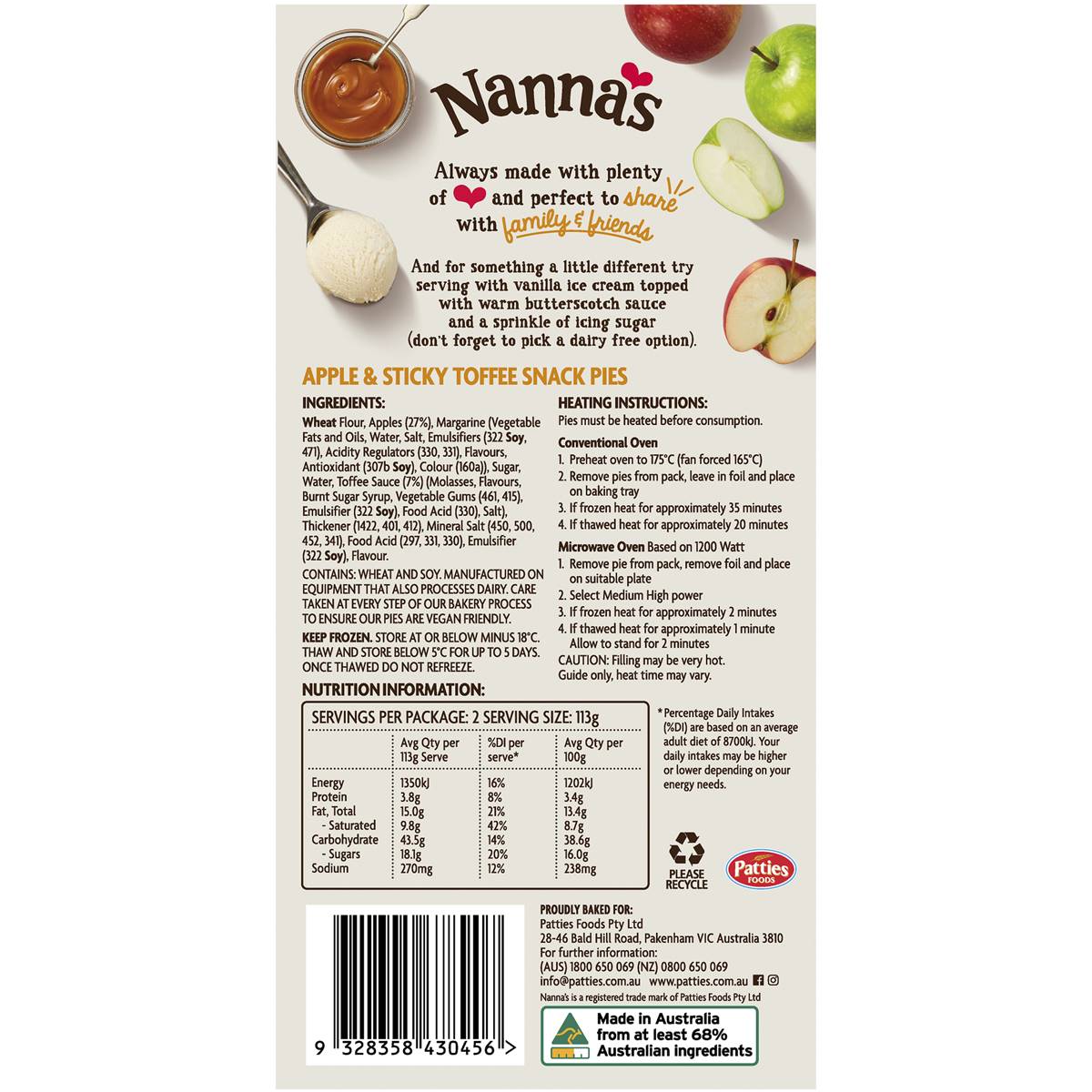 Nanna's Apple & Sticky Toffee Snack Pies 2 Pack Woolworths