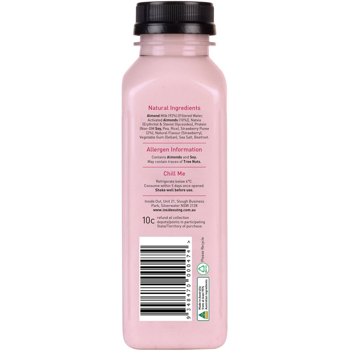 Inside Out Protein Strawberry Almond Milk 350ml Woolworths