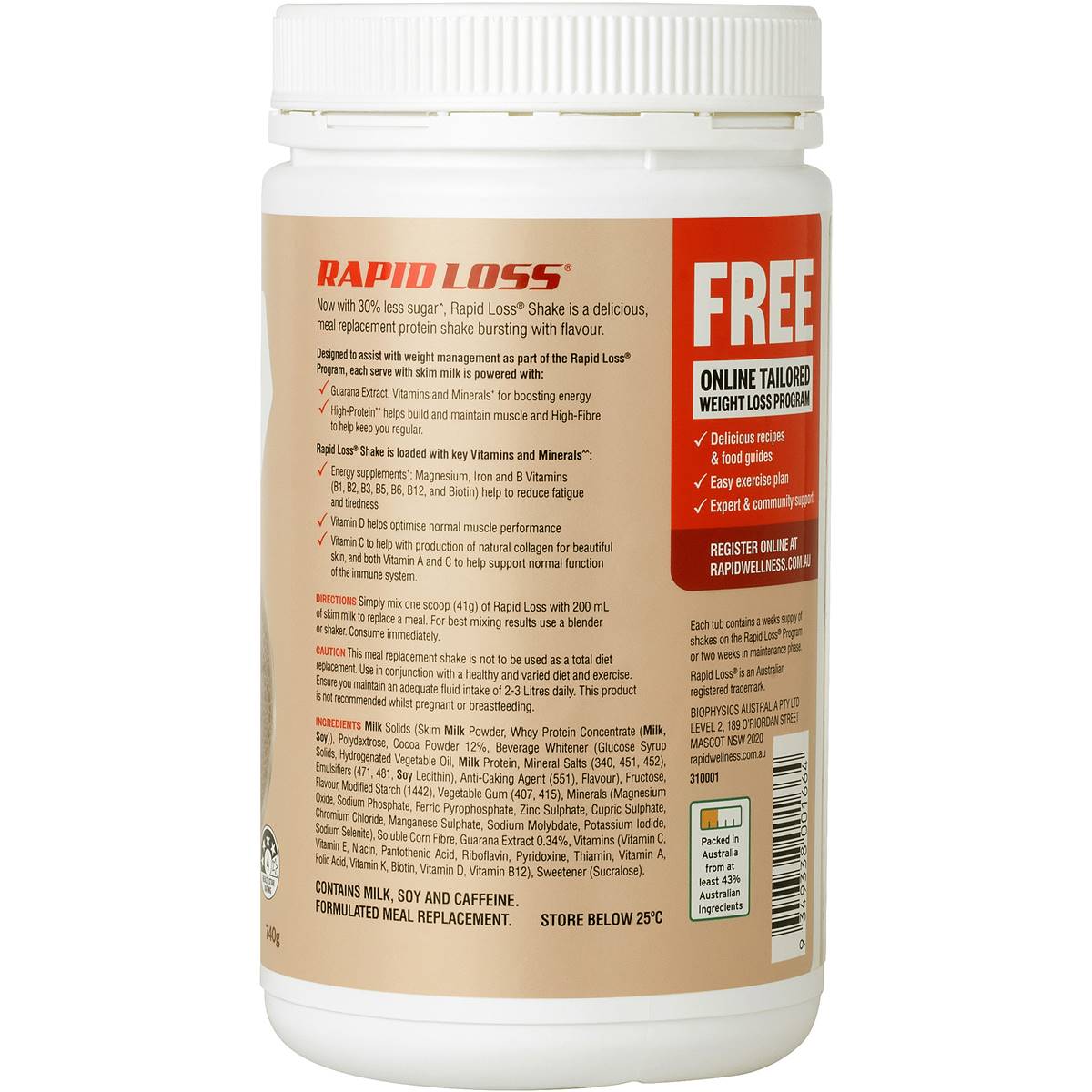Rapid Loss Chocolate Flavour Meal Replacement Shake 740g Woolworths