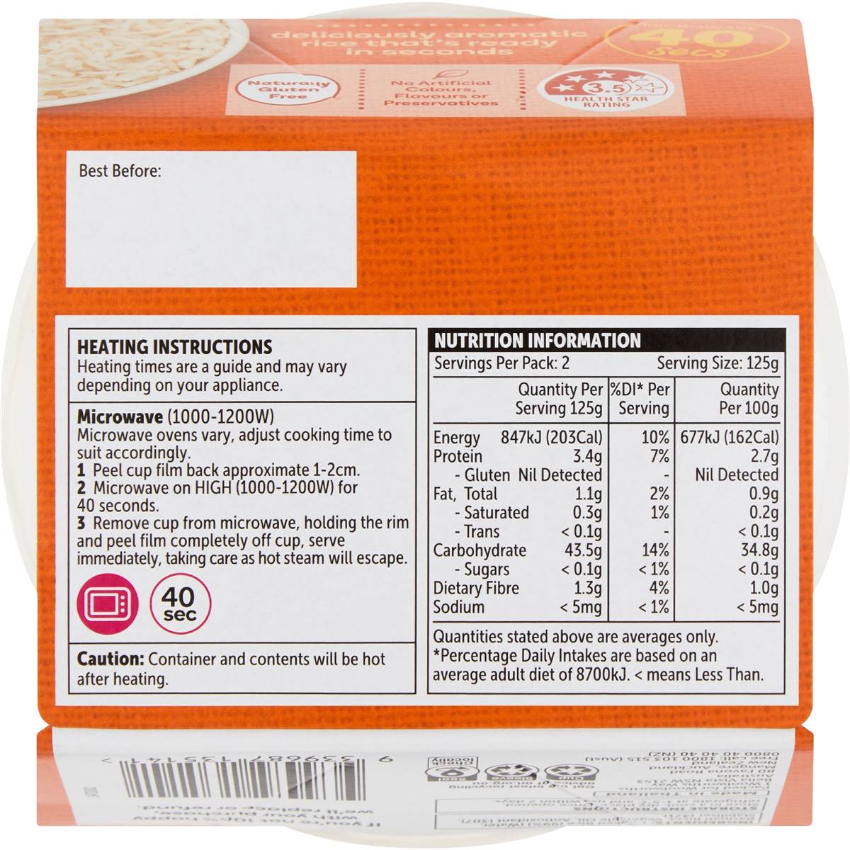 Woolworths Basmati Rice Microwave Cup 2 X125g Woolworths