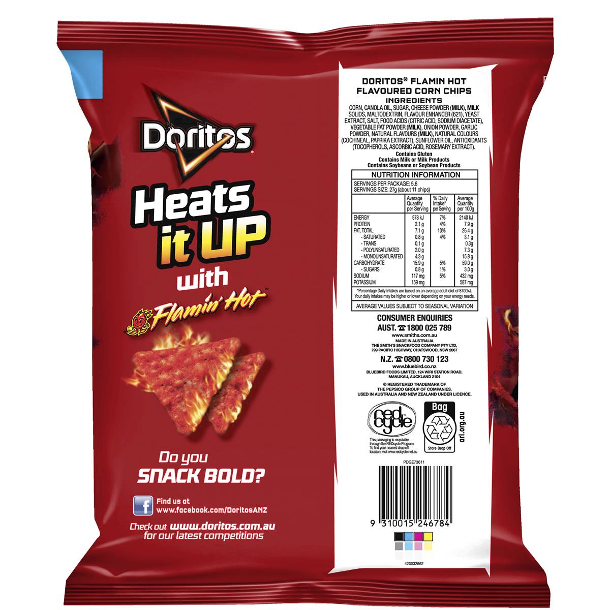 Doritos Flamin Hot Corn Chips 150g | Woolworths