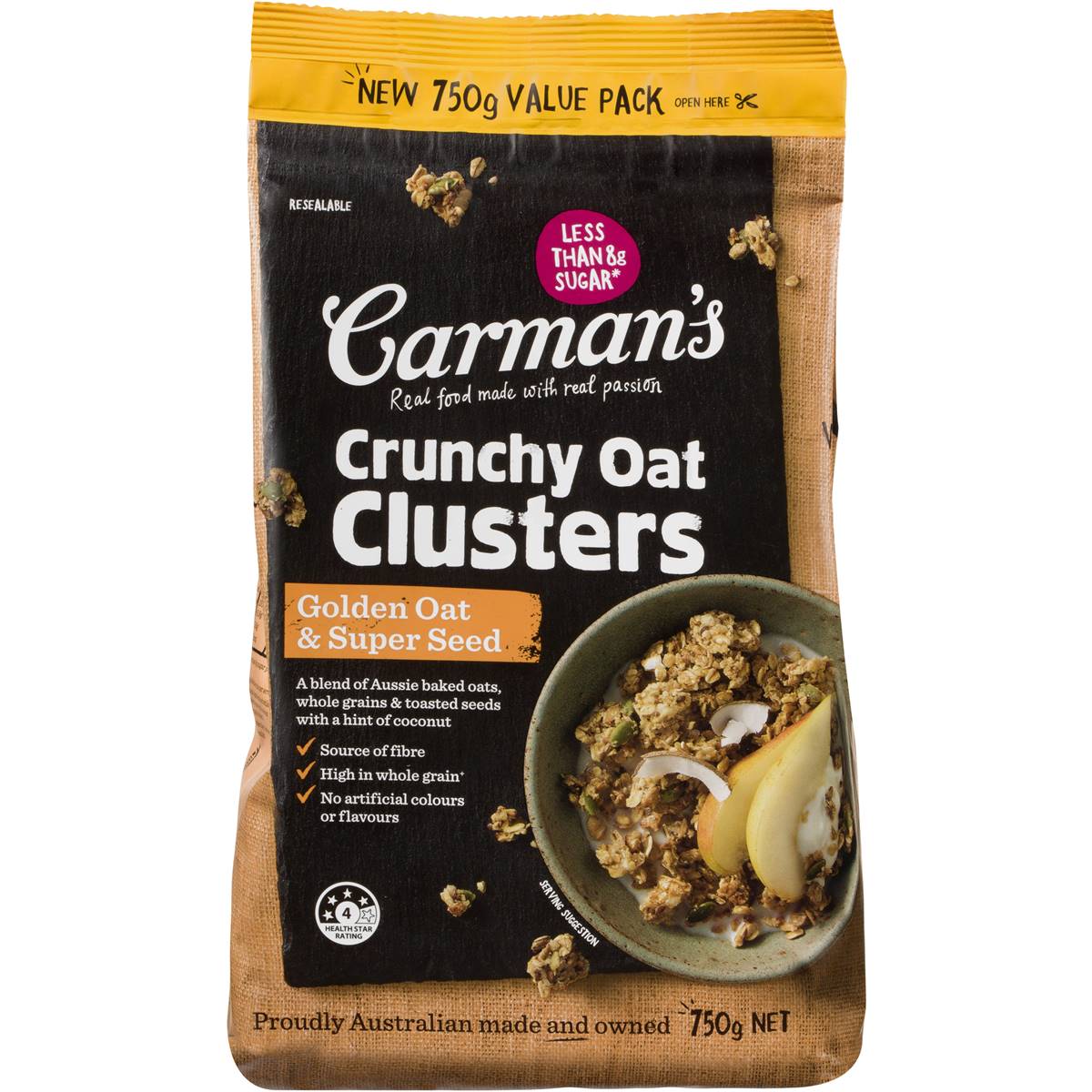 Carman's Oat Clusters Grains & Coconut 750g Woolworths