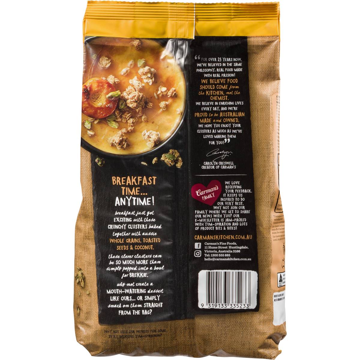 Carman's Oat Clusters Grains & Coconut 750g Woolworths