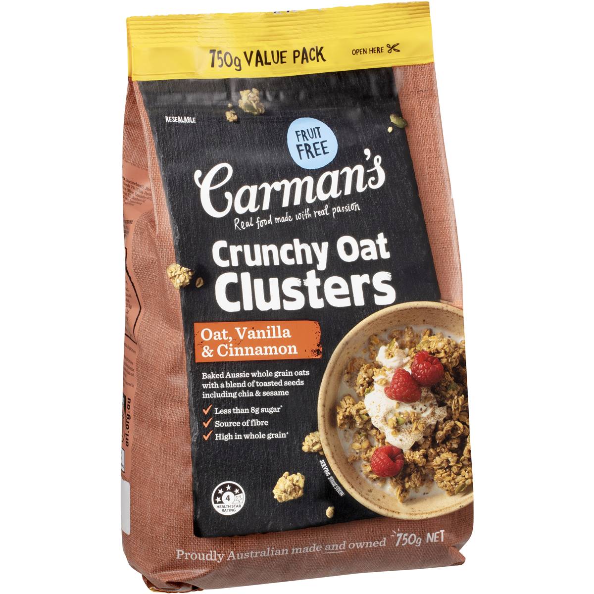 Carman's Oat Clusters Vanilla Cinnamon 750g Woolworths