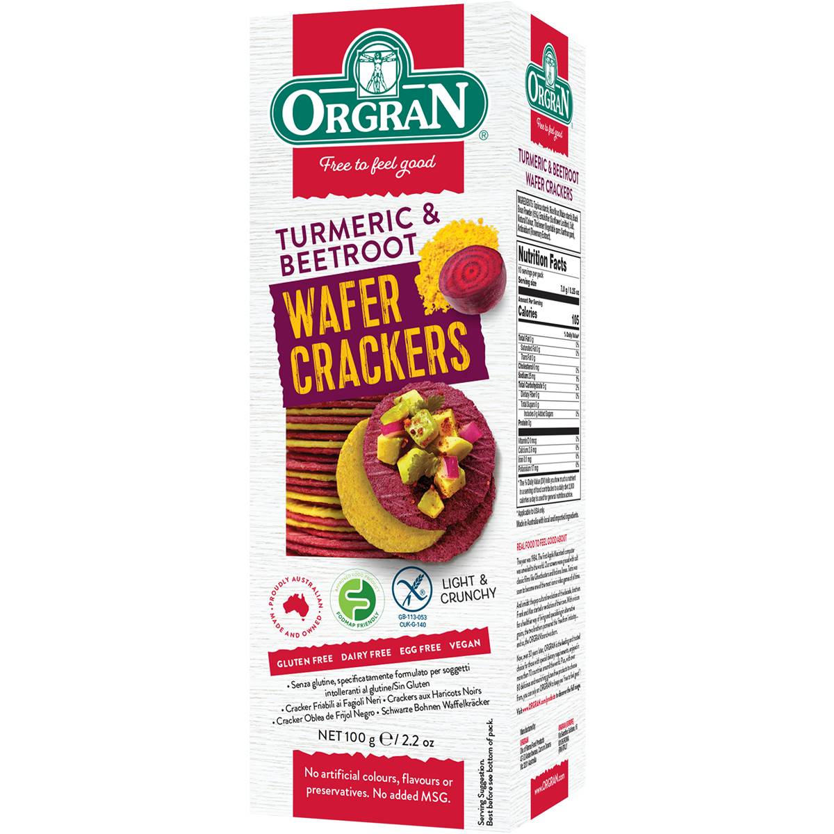 Orgran Beetroot And Turmeric Wafer Crackers 100g Woolworths