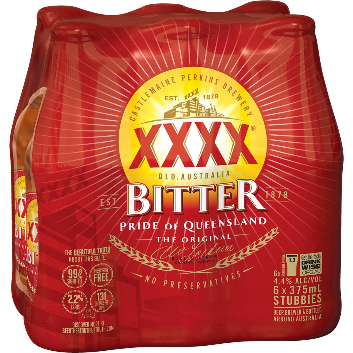 Xxxx Bitter Bottles 375ml X 6 Pack Woolworths