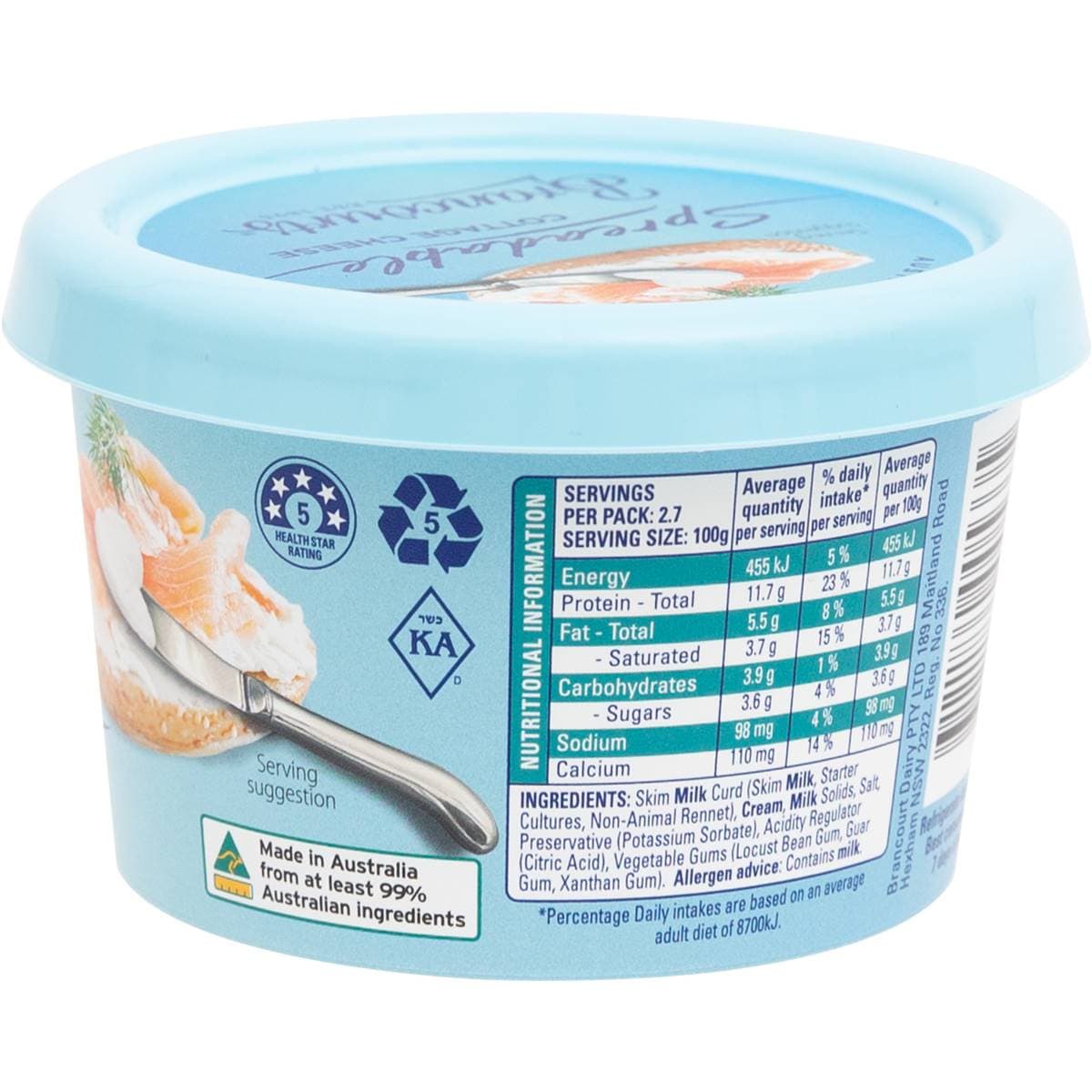 Brancourts Spreadable Cottage Cheese 270g Woolworths