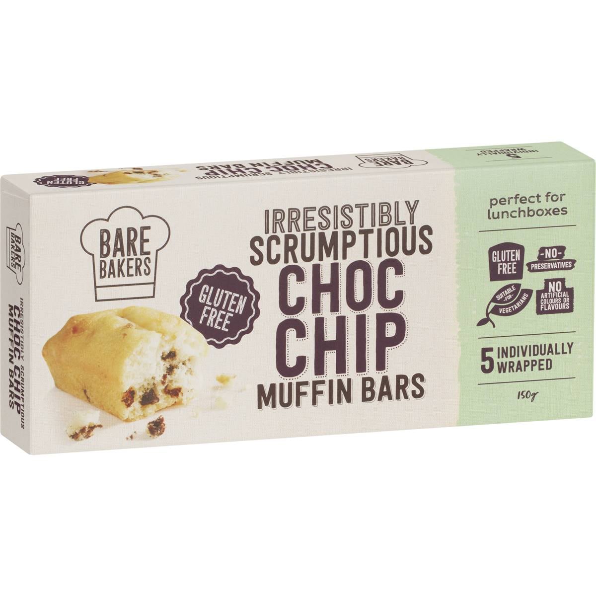 Bare Bakers Choc Chip Muffin Bar 150g Woolworths