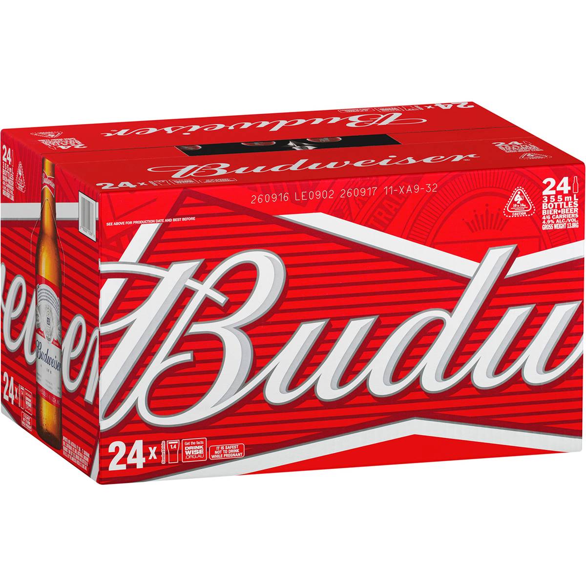 Budweiser Lager Bottles 355ml X 24 Case Woolworths