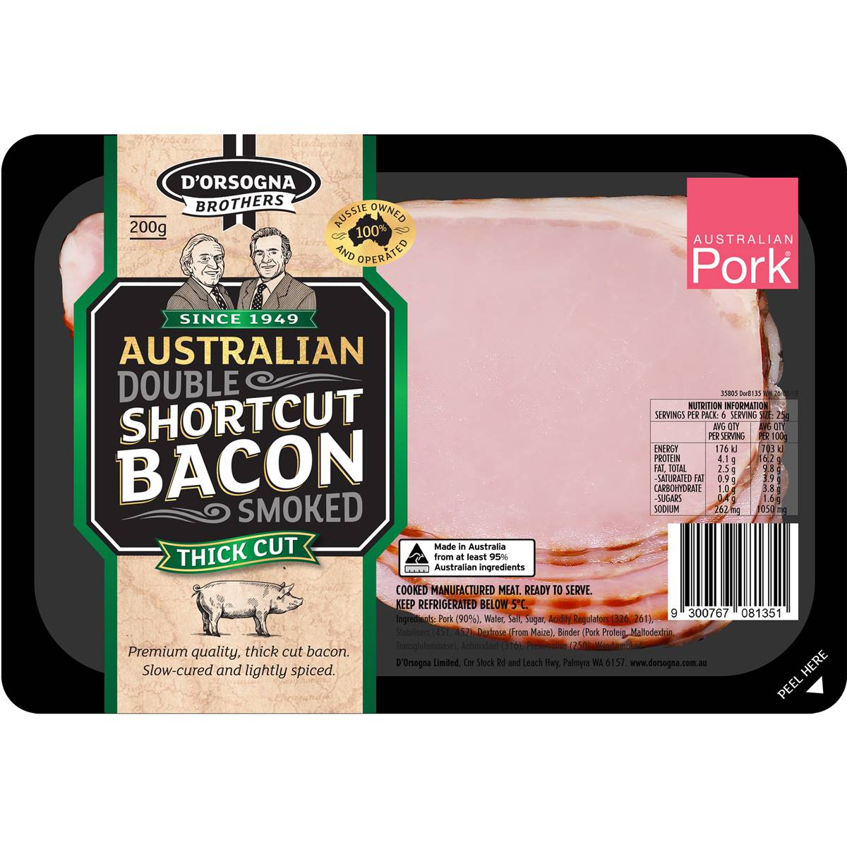 D'orsogna Australian Double Smoked Shortcut Bacon