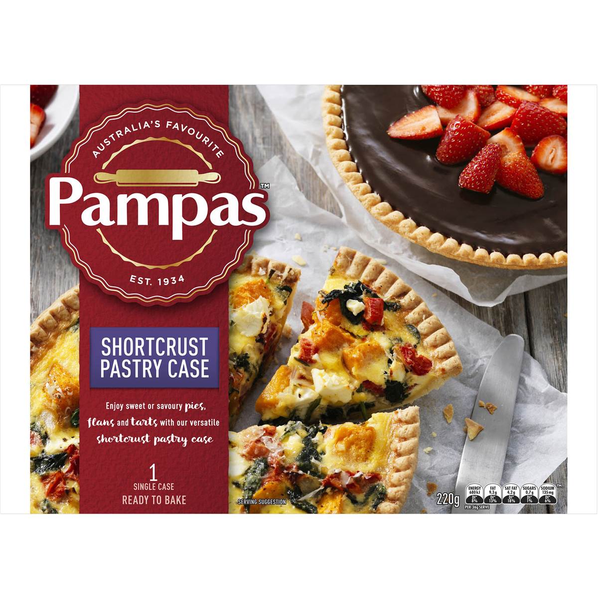 Pampas Pastry Savoury Flan Pie Base 220g Woolworths