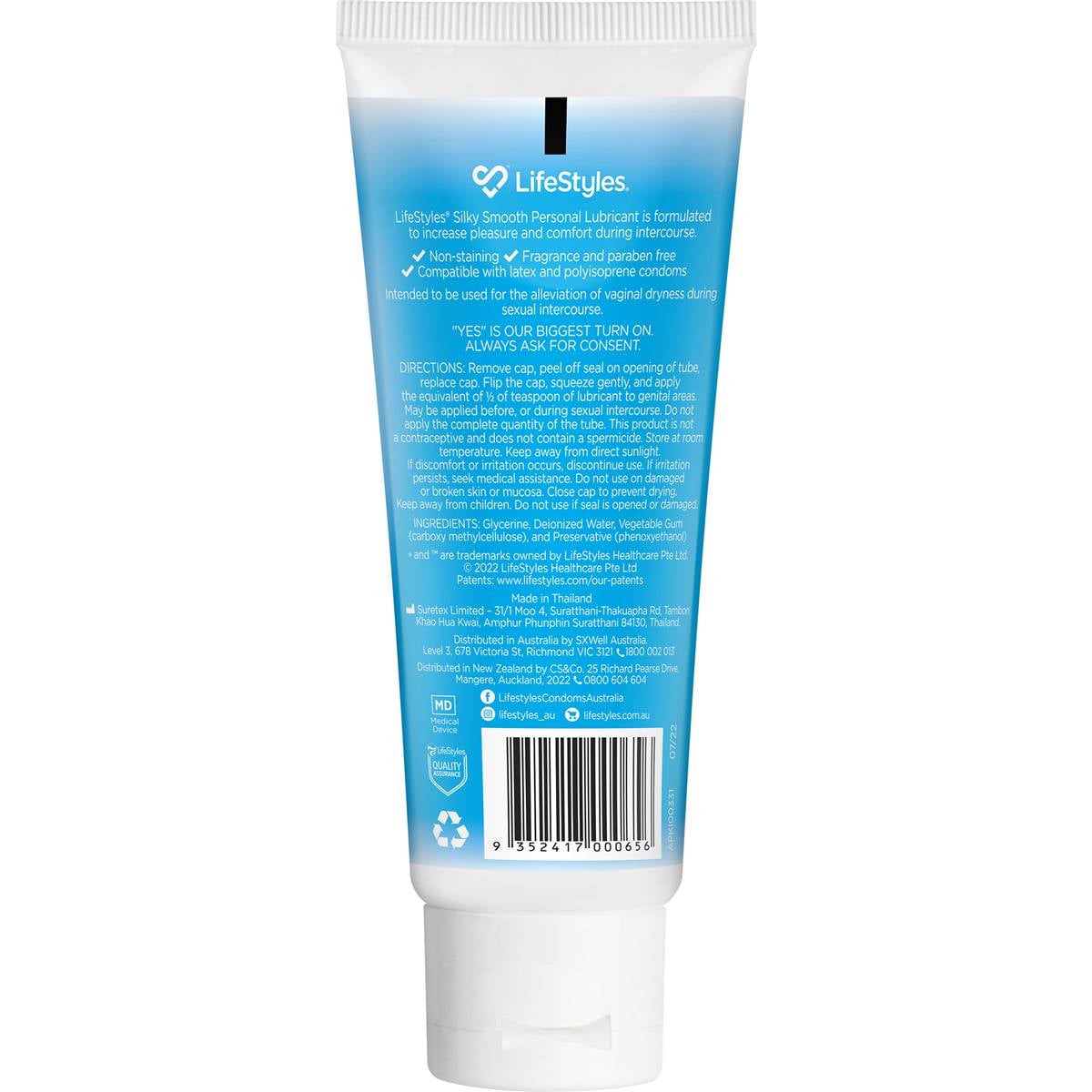Lifestyles Silky Smooth Water Based Lubricant 100g | Woolworths