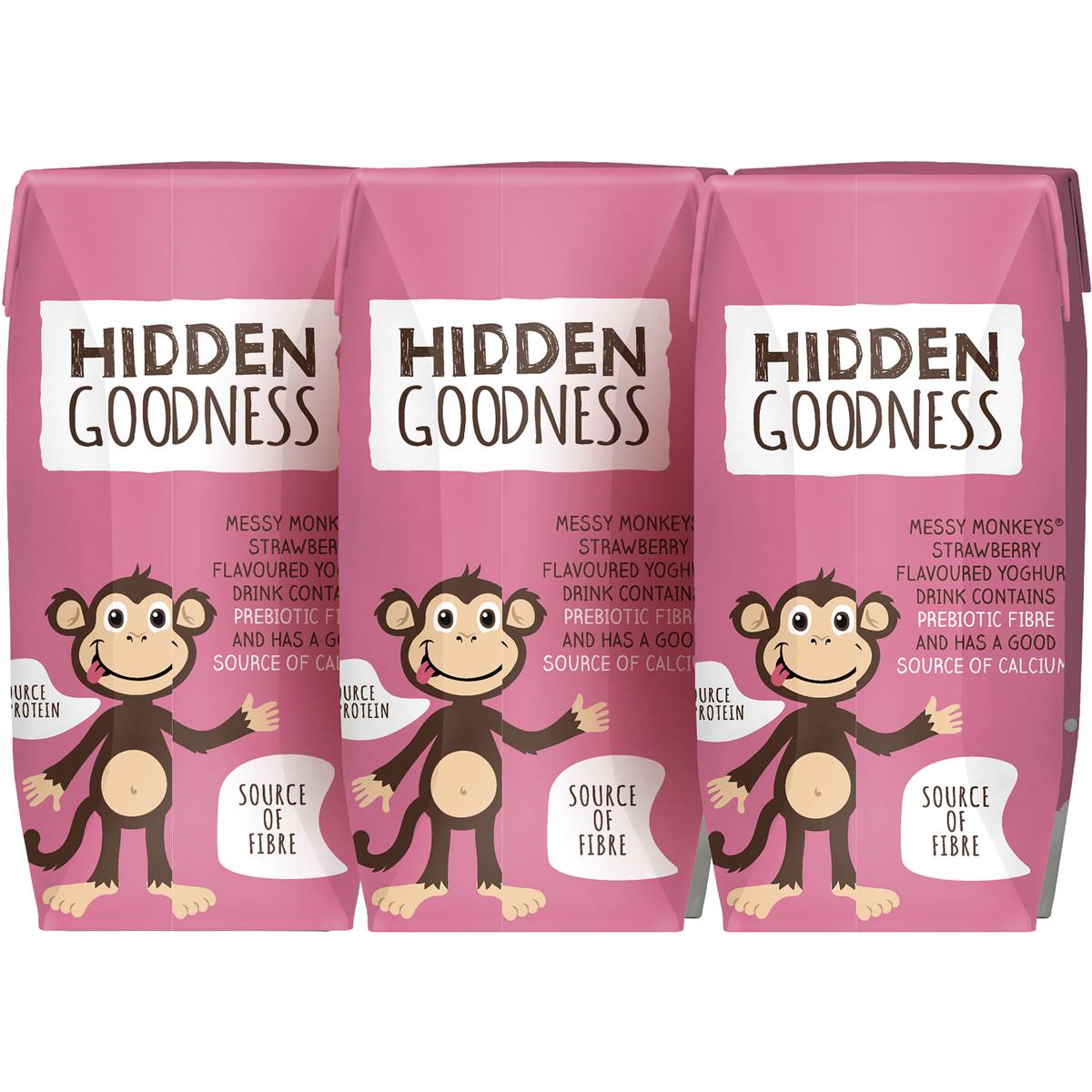Messy Monkeys Strawberry Drink Yoghurt 6x200ml Woolworths