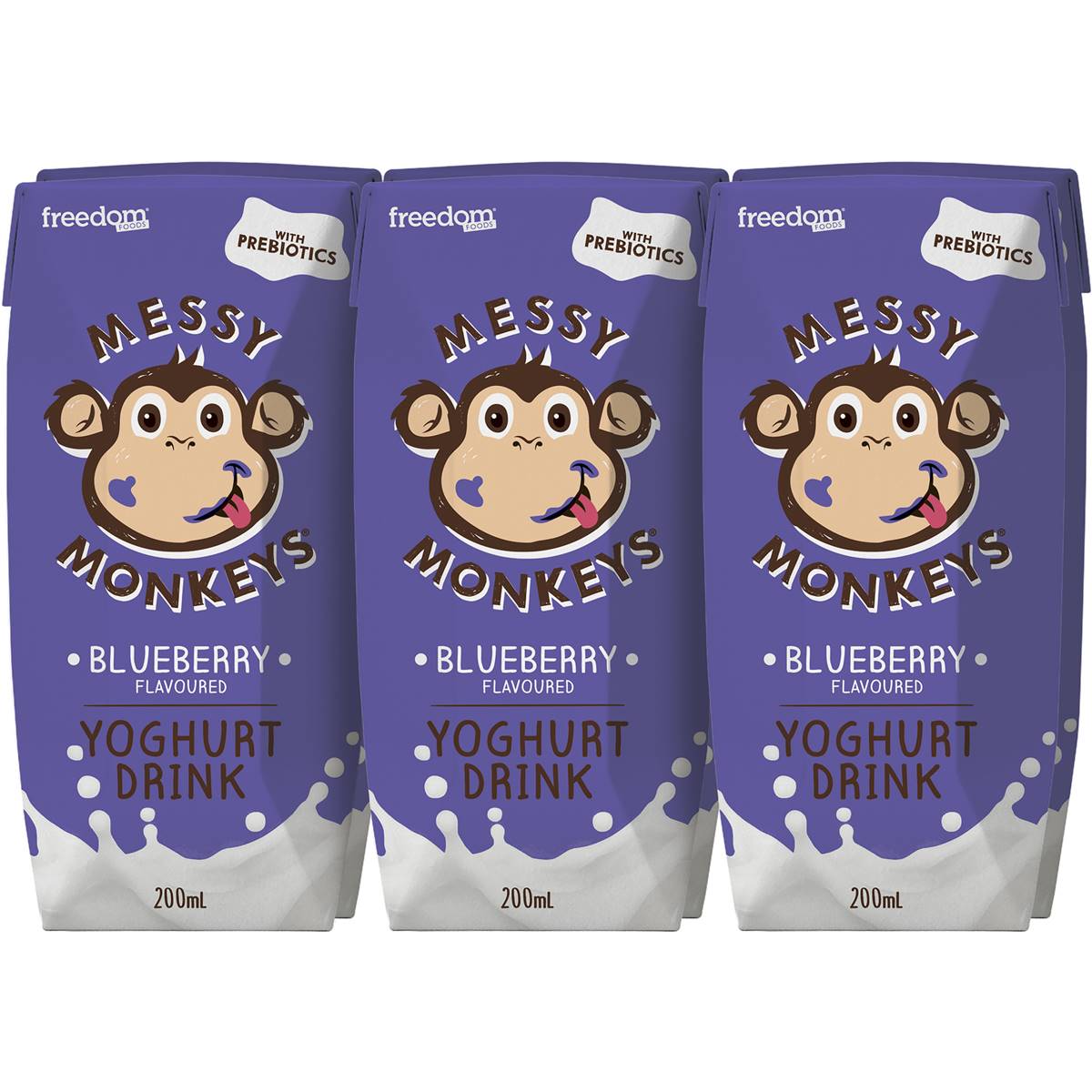 Messy Monkeys Blueberry Drink Yoghurt 6x200ml Woolworths