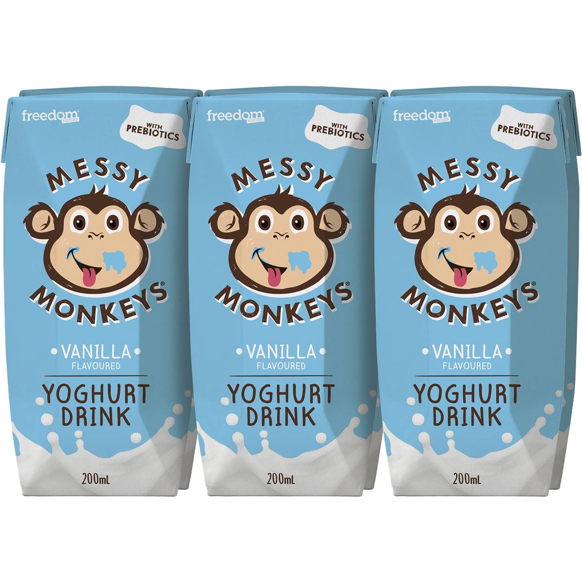 Messy Monkeys Vanilla Drink Yoghurt 6x200ml Woolworths