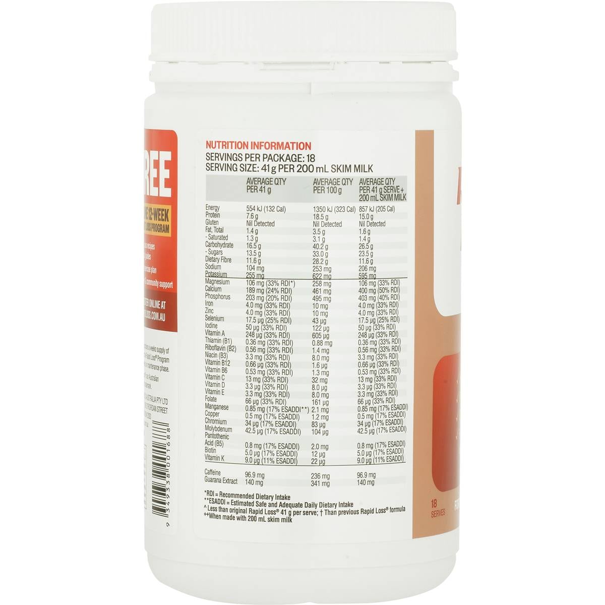 Rapid Loss Meal Replacement Shake Latte 740g Woolworths