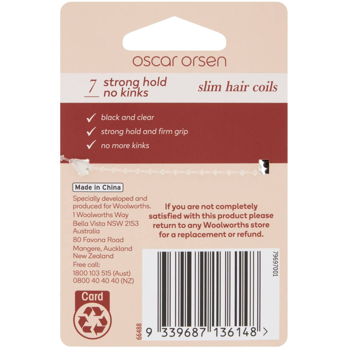 Oscar Orsen Hair Coils Slim Clear & Black Each Woolworths