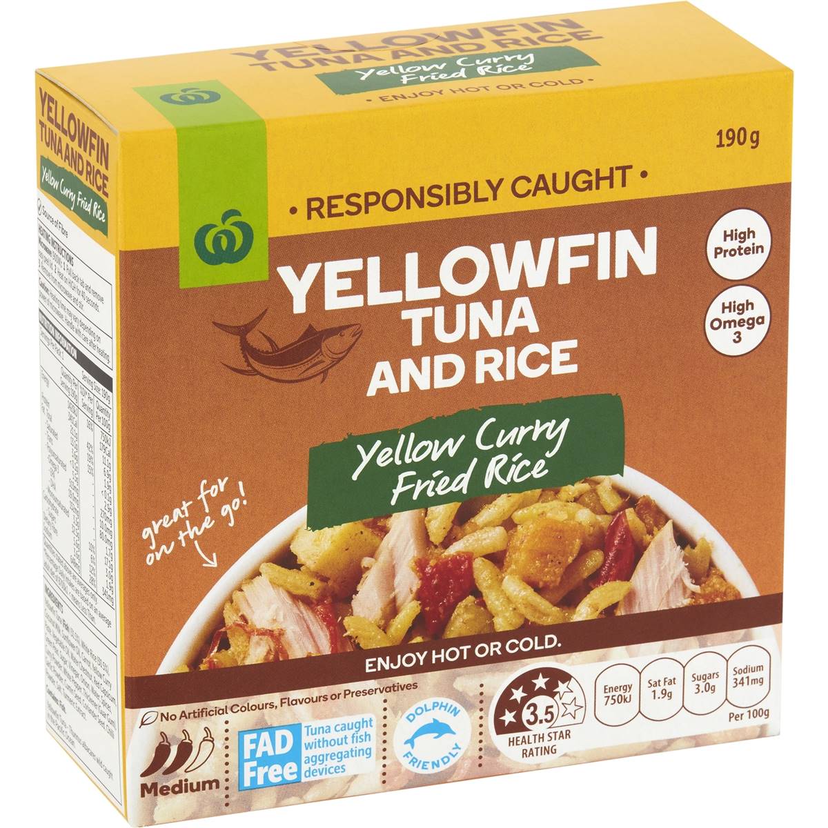 Woolworths Yellowfin Tuna & Rice Yellow Curry Fried Rice 190g Woolworths