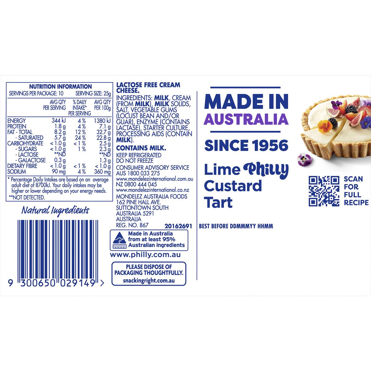 Philadelphia Lactose Free Cream Cheese Block 250g Woolworths