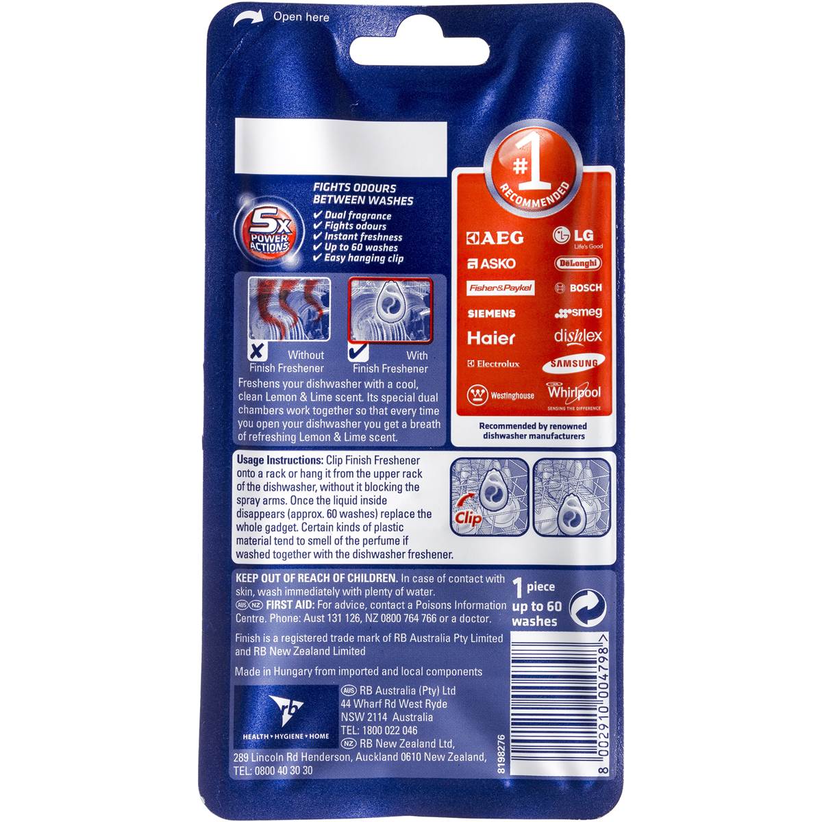 Finish Dishwasher Deodoriser Lemon Lime 15g Woolworths