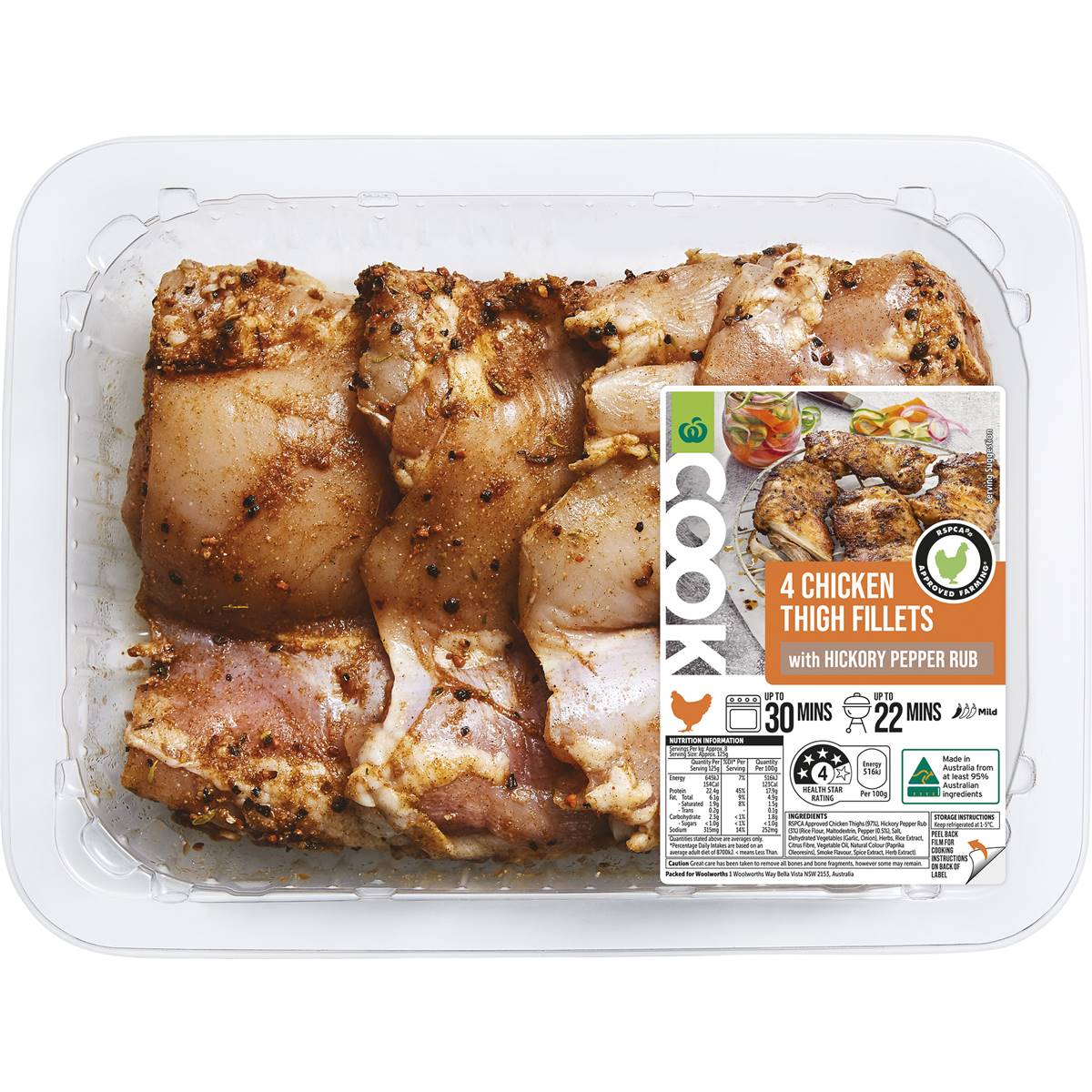 Woolworths Cook Chicken Thigh Fillets With Hickory Pepper Rub 500g 
